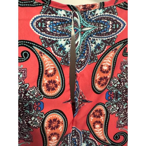 VERSE Woman's XL Paisley V-neck pink & salmon sleeveless top - Picture 5 of 11